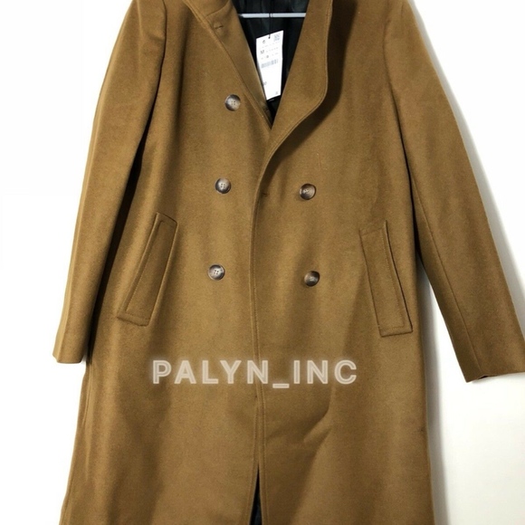 ❤️SOLD OUT ♥️ ZARA TOFFEE HIGH COLLAR BUTTONED COAT - Picture 4 of 8